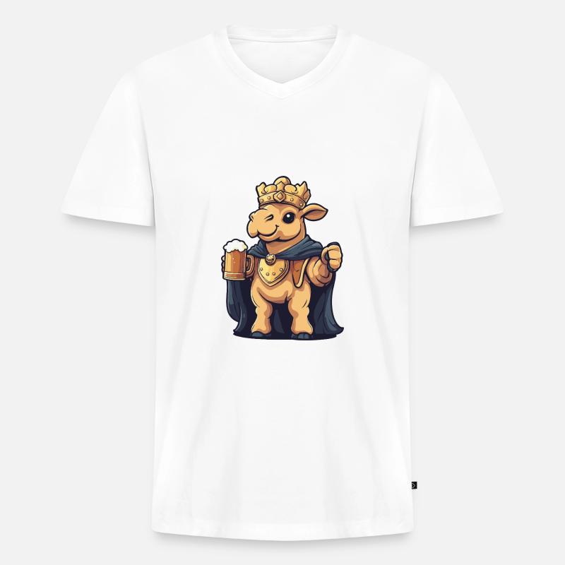 Kamel Bier Lustig - Männer Premium Bio T-Shirt mit V-Ausschnitt - Weiß