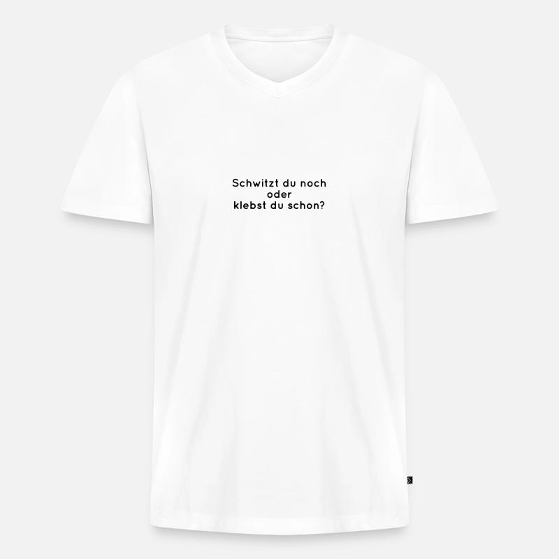 Schwitzen oder Kleben? - Männer Premium Bio T-Shirt mit V-Ausschnitt - Weiß