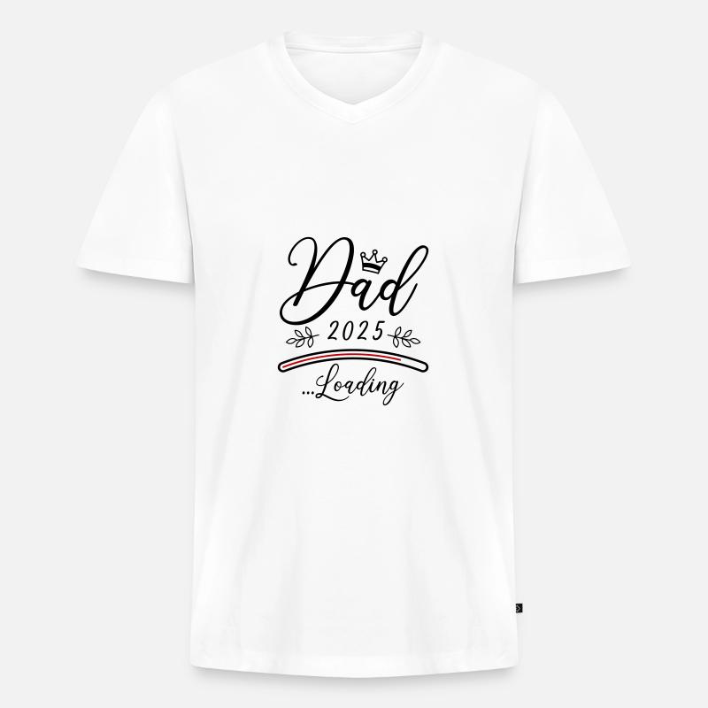 Dad 2025 Loading Papa Spruch - Männer Premium Bio T-Shirt mit V-Ausschnitt - Weiß