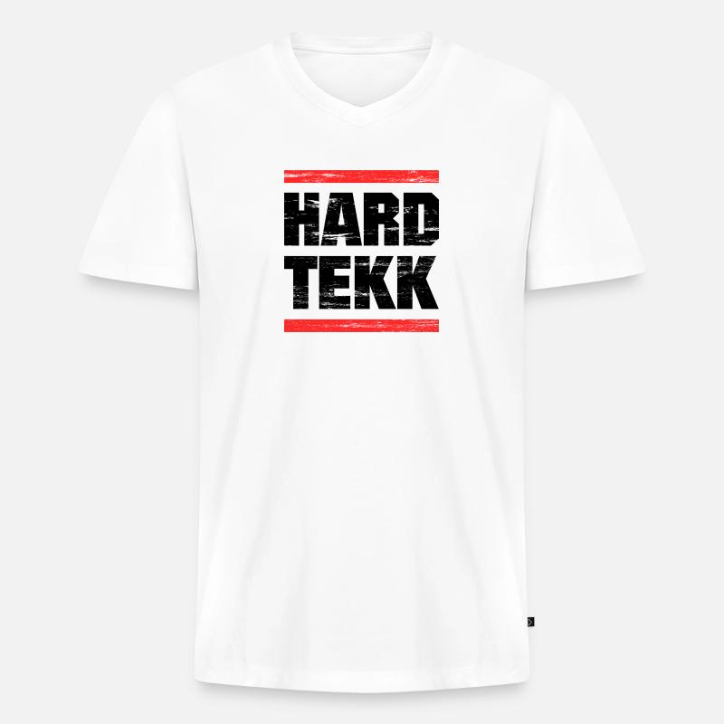 Hardtekk - Hardstyle - Techno - Hardtechno - Männer Premium Bio T-Shirt mit V-Ausschnitt - Weiß