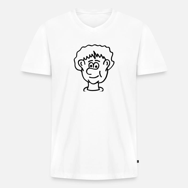 Cooler Comic-Kopf - Männer Premium Bio T-Shirt mit V-Ausschnitt - Weiß