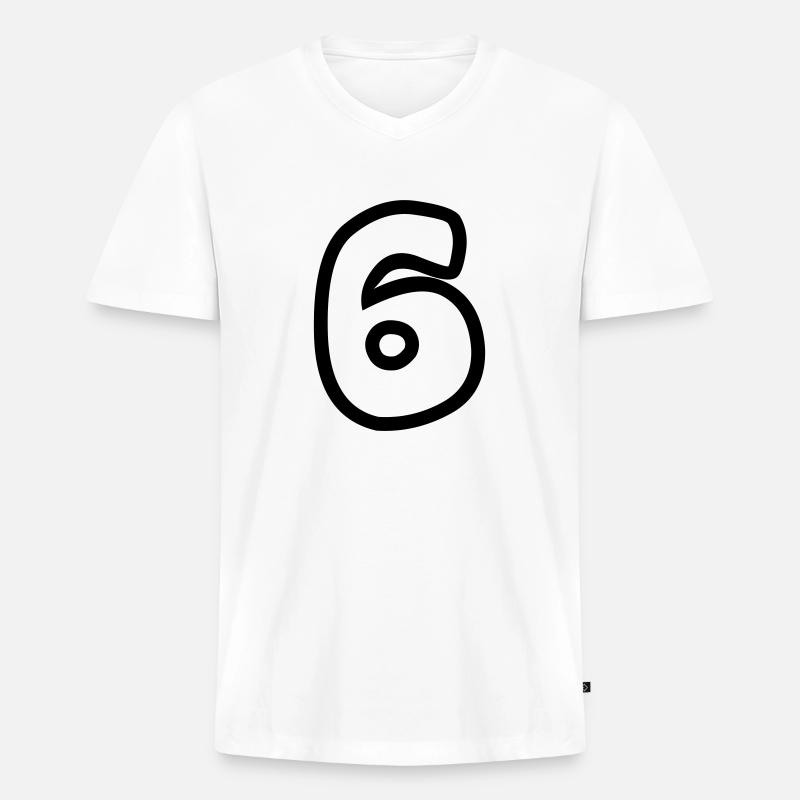 6 - Männer Premium Bio T-Shirt mit V-Ausschnitt - Weiß