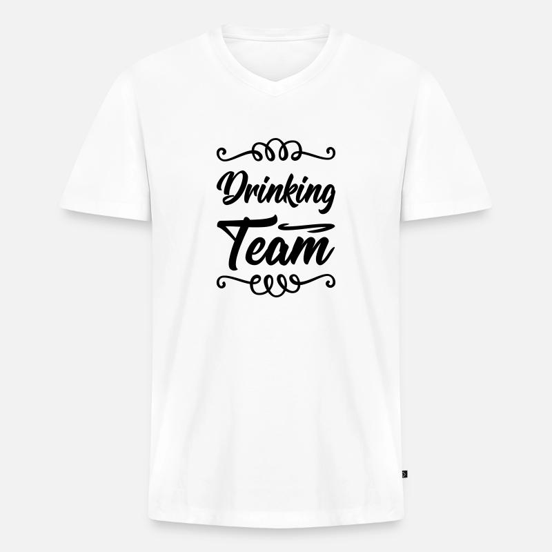 Drinking Team - Männer Premium Bio T-Shirt mit V-Ausschnitt - Weiß