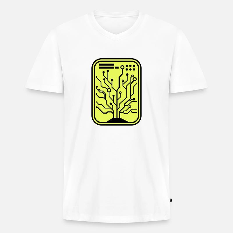 micro chip - Männer Premium Bio T-Shirt mit V-Ausschnitt - Weiß