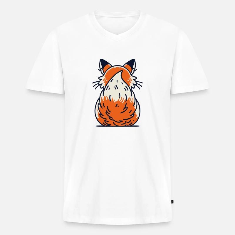 Fuchshinterteil mit Buschigem Schweif - Männer Premium Bio T-Shirt mit V-Ausschnitt - Weiß
