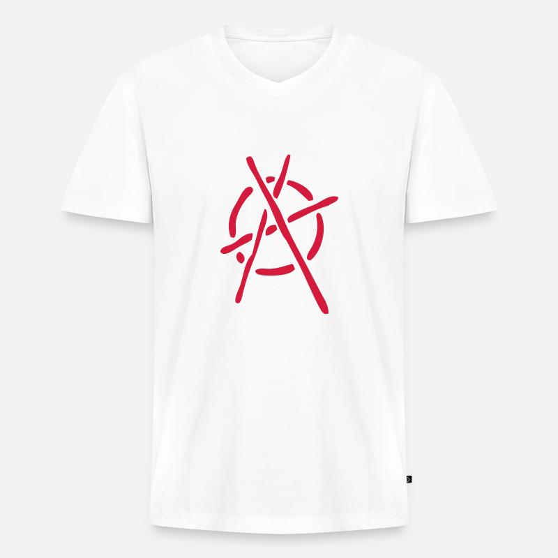 anarchy logo stencil - Männer Premium Bio T-Shirt mit V-Ausschnitt - Weiß