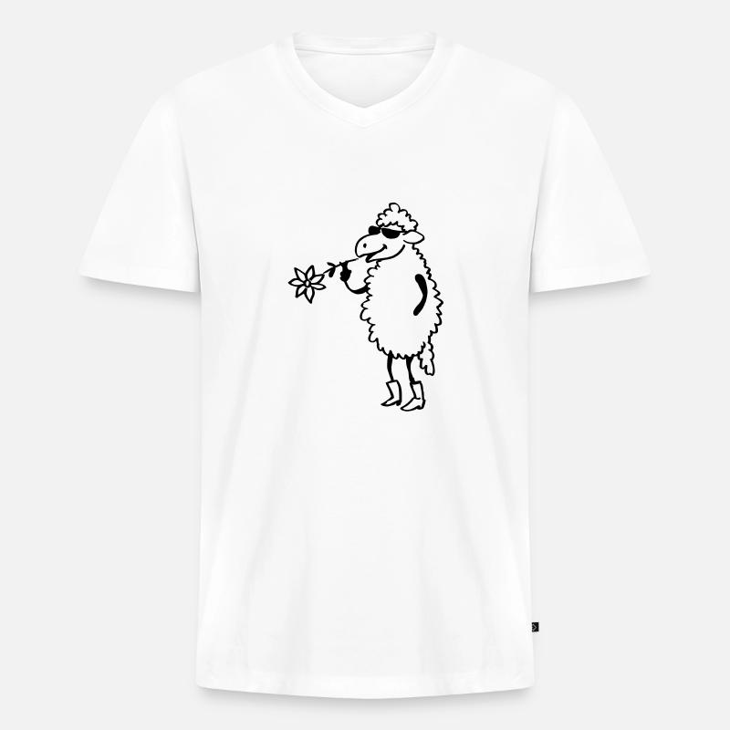Cooles Schaf - Männer Premium Bio T-Shirt mit V-Ausschnitt - Weiß