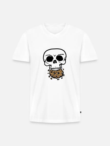skull dead death die head bones skeleton dead - Men's Premium Organic T-shirt with V-neck - white