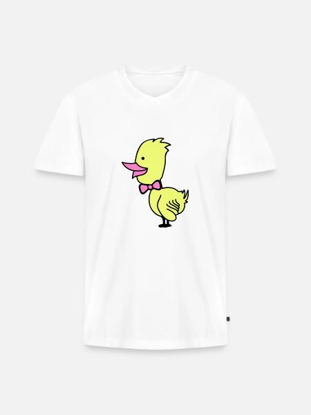 Duck - Men's Premium Organic T-shirt with V-neck - white