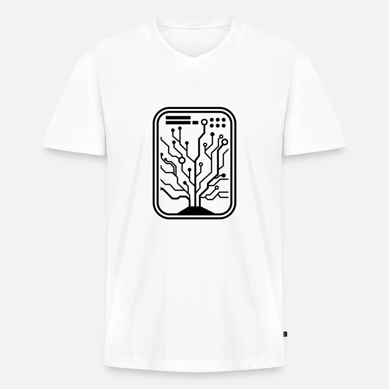 micro chip - Männer Premium Bio T-Shirt mit V-Ausschnitt - Weiß