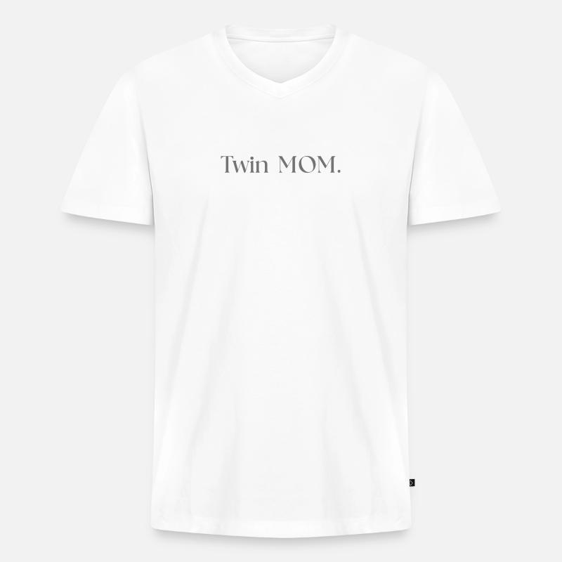 Twin Mama - Männer Premium Bio T-Shirt mit V-Ausschnitt - Weiß