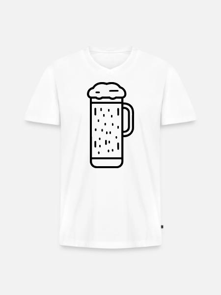 Bière - T-shirt encolure en V Premium bio Homme - blanc