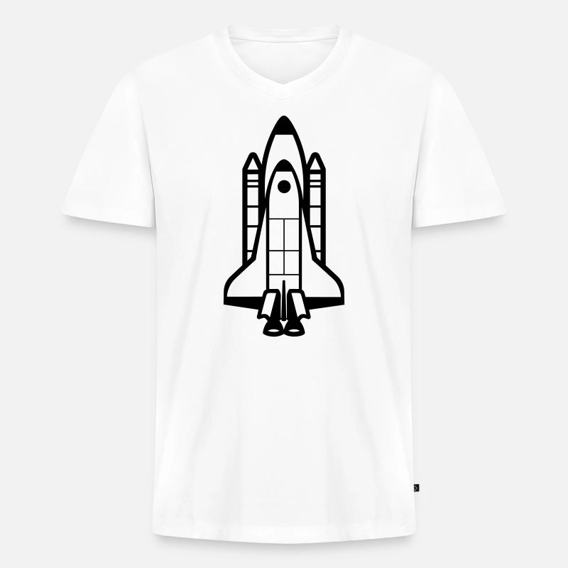 Rakete - Männer Premium Bio T-Shirt mit V-Ausschnitt - Weiß