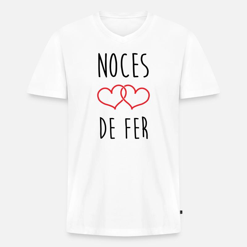 Eiserne Hochzeit: 41 Jahre Ehe - Männer Premium Bio T-Shirt mit V-Ausschnitt - Weiß