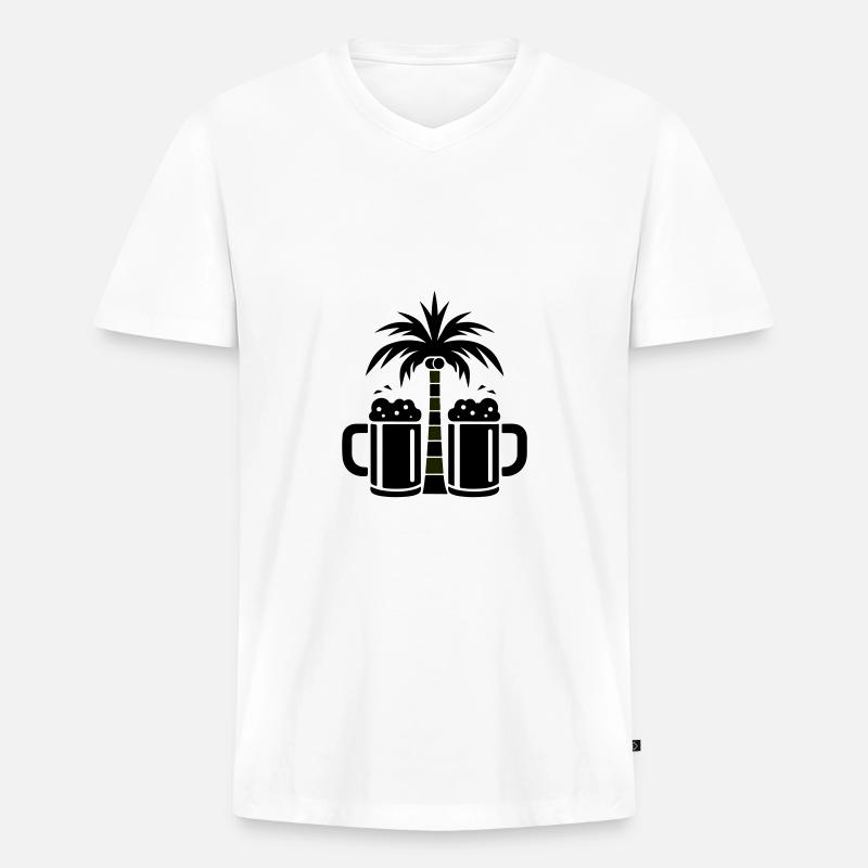 Bier Palmen Strand - Männer Premium Bio T-Shirt mit V-Ausschnitt - Weiß