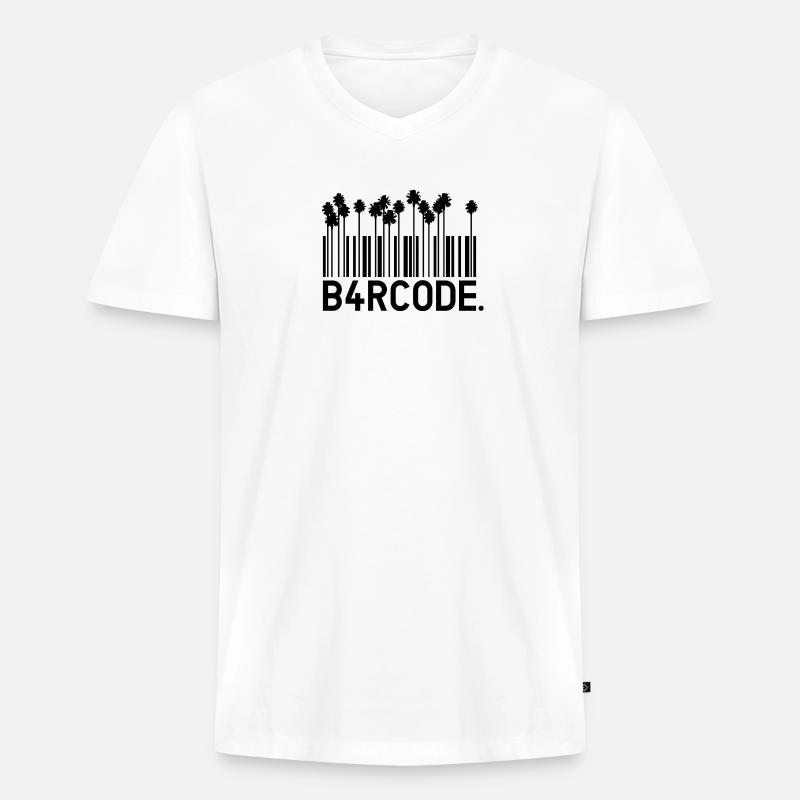 B4RCODE. Palm trees black - Männer Premium Bio T-Shirt mit V-Ausschnitt - Weiß