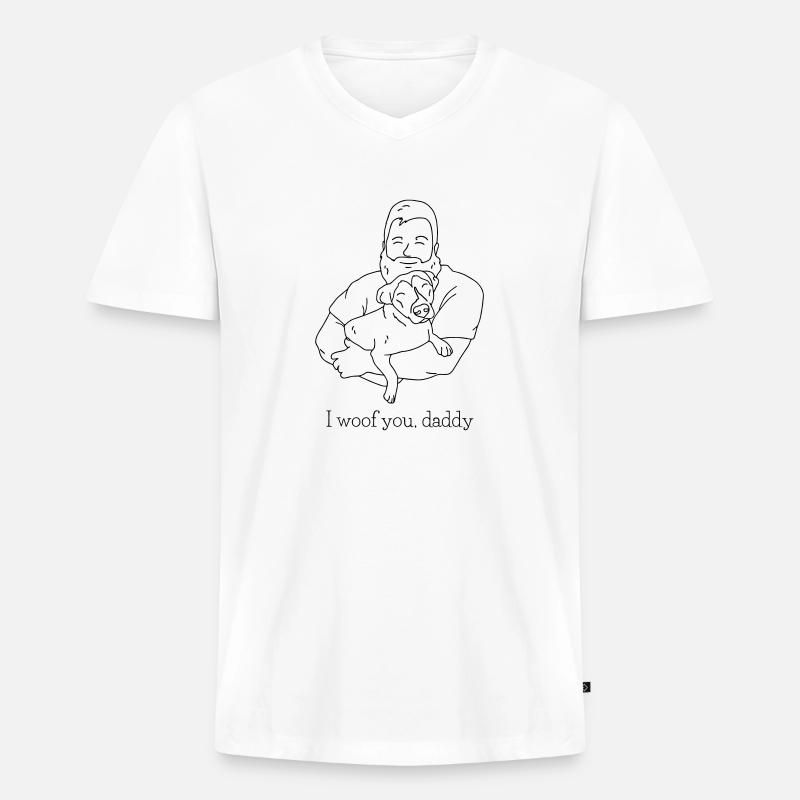 Ich wuff dich, Papa - Männer Premium Bio T-Shirt mit V-Ausschnitt - Weiß