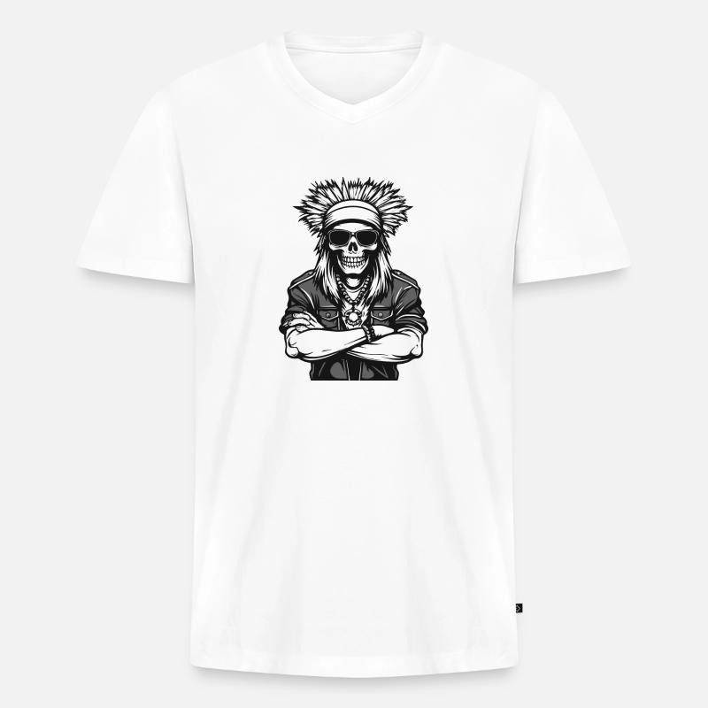 indianer apache skull - Männer Premium Bio T-Shirt mit V-Ausschnitt - Weiß