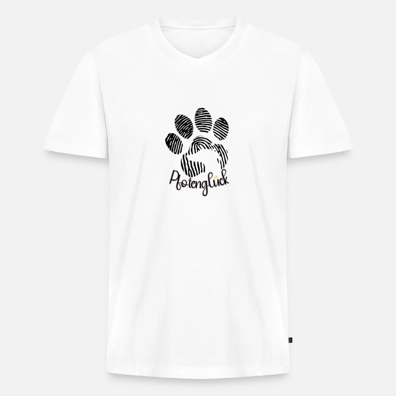Windhunddesign Pfotenglück - Männer Premium Bio T-Shirt mit V-Ausschnitt - Weiß