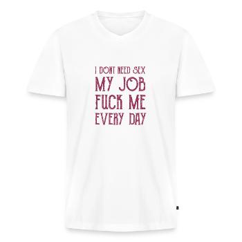 Job Humour - Men's Premium Organic T-shirt with V-neck - white - Front - Nico (187cm)