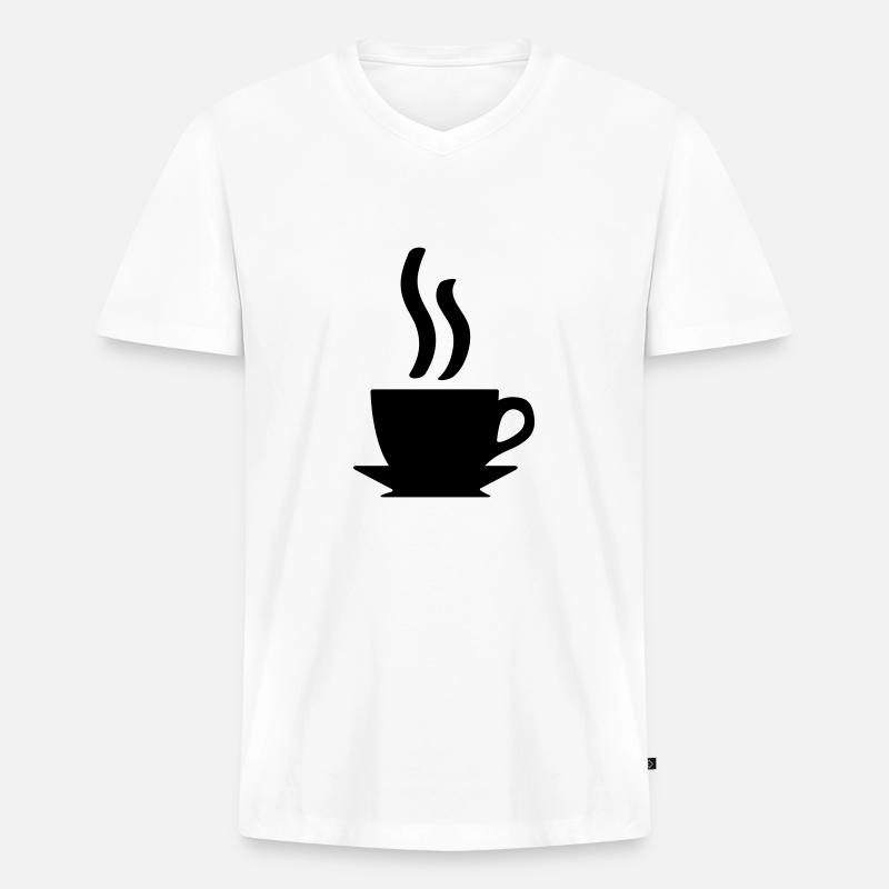 Kaffe oder Tee - Männer Premium Bio T-Shirt mit V-Ausschnitt - Weiß