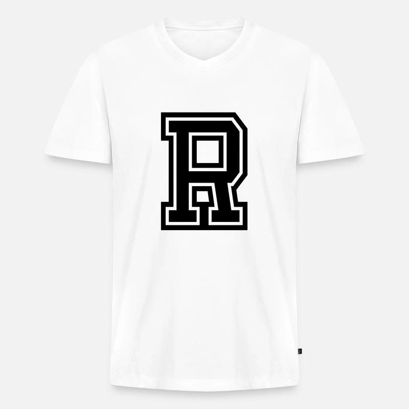 R - Männer Premium Bio T-Shirt mit V-Ausschnitt - Weiß