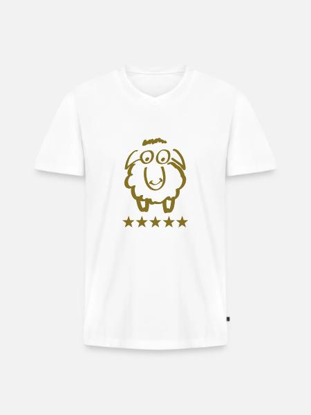 sheep 5 star - Männer Premium Bio T-Shirt mit V-Ausschnitt - Weiß