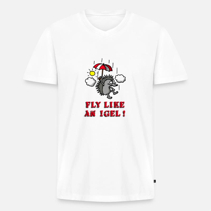 fly_like_an_igel_02_b - Männer Premium Bio T-Shirt mit V-Ausschnitt - Weiß