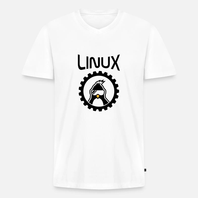 linux wheel - Männer Premium Bio T-Shirt mit V-Ausschnitt - Weiß