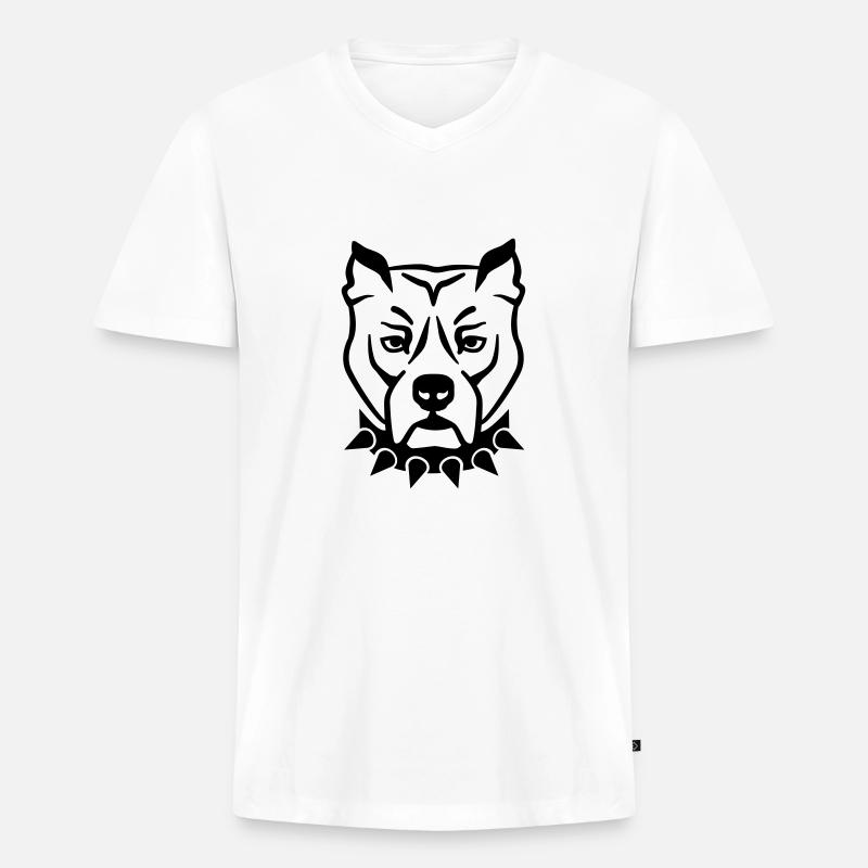 Pitbull - Männer Premium Bio T-Shirt mit V-Ausschnitt - Weiß