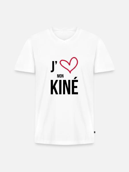 J'aime mon Kiné - Men's Premium Organic T-shirt with V-neck - white