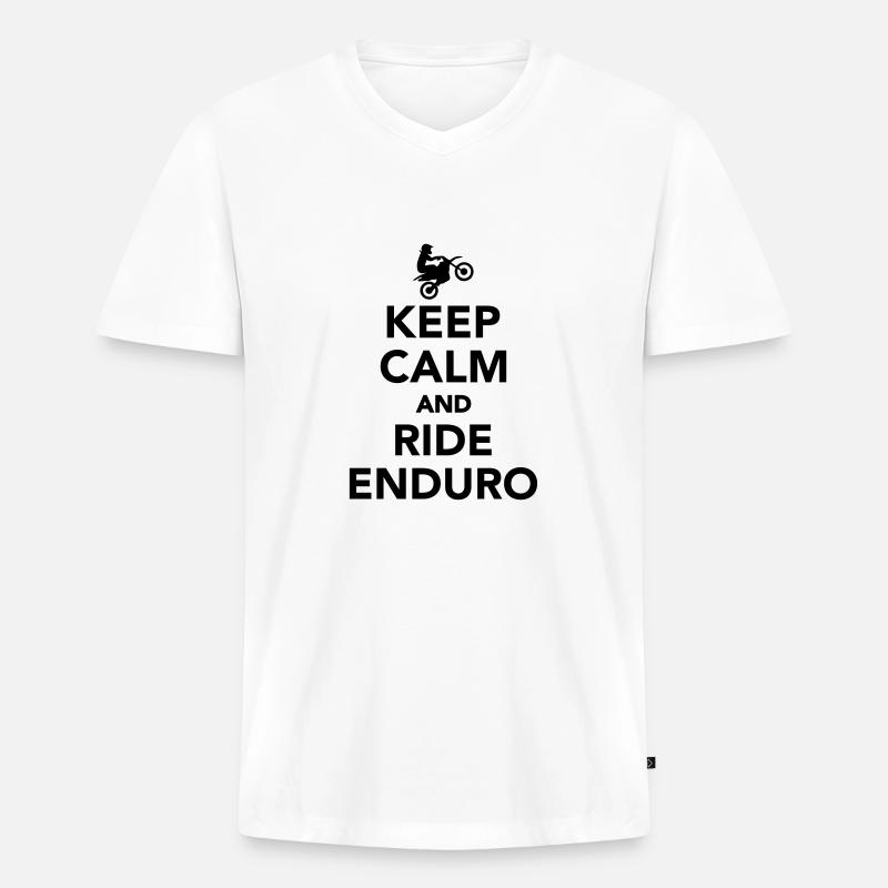 Enduro - Männer Premium Bio T-Shirt mit V-Ausschnitt - Weiß