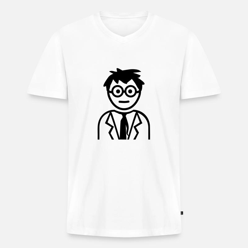 Professor - Männer Premium Bio T-Shirt mit V-Ausschnitt - Weiß