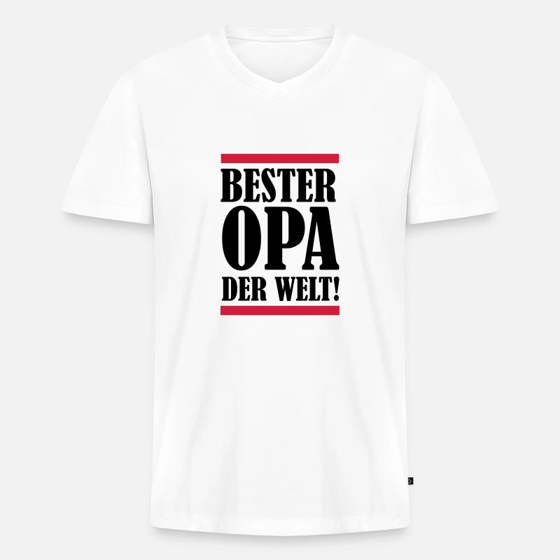 bester_opa_der_welt_002 - Männer Premium Bio T-Shirt mit V-Ausschnitt - Weiß