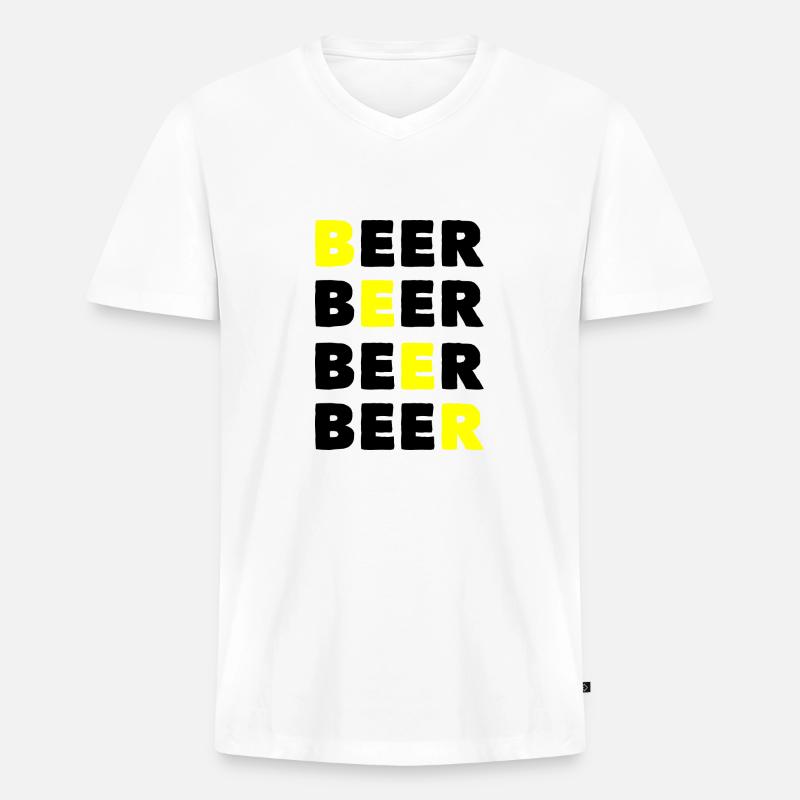 Bier Bier Bier Bier - Männer Premium Bio T-Shirt mit V-Ausschnitt - Weiß