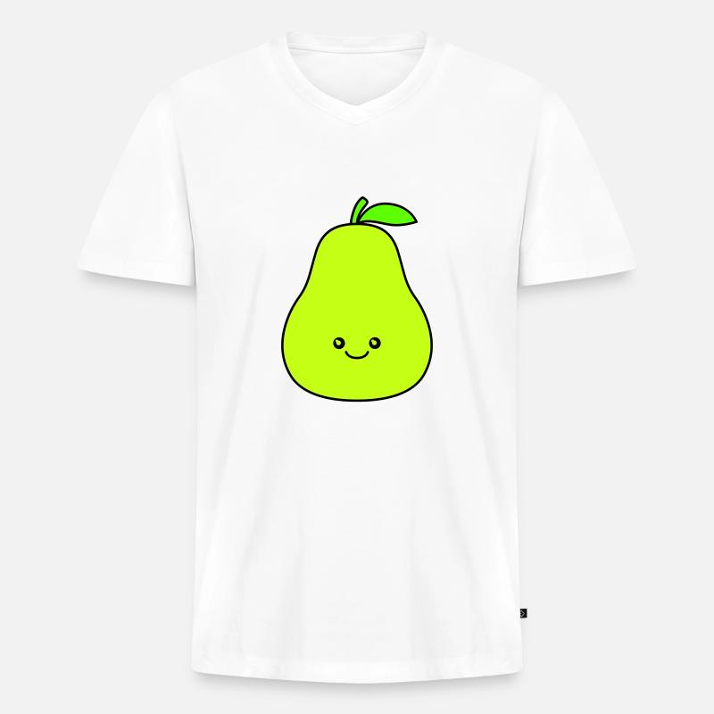 birne comic - Männer Premium Bio T-Shirt mit V-Ausschnitt - Weiß