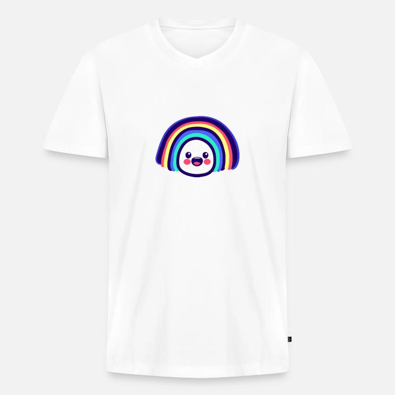 Regenbogen süß - Männer Premium Bio T-Shirt mit V-Ausschnitt - Weiß
