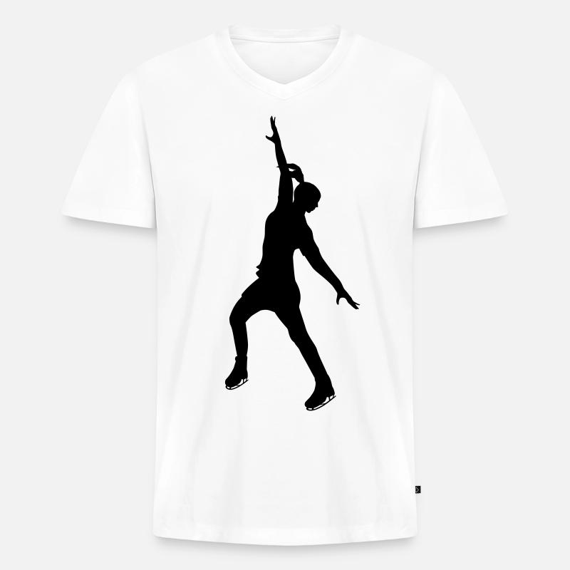 Eiskunst in schwarzer Stille - Männer Premium Bio T-Shirt mit V-Ausschnitt - Weiß