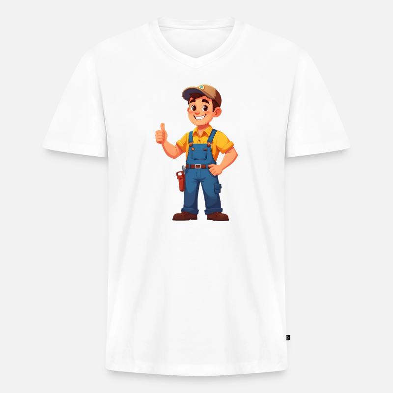 Mechaniker oder Handwerker - Männer Premium Bio T-Shirt mit V-Ausschnitt - Weiß