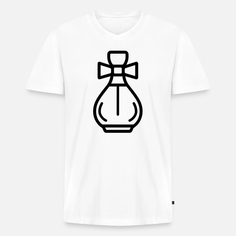 Parfümflasche - Männer Premium Bio T-Shirt mit V-Ausschnitt - Weiß