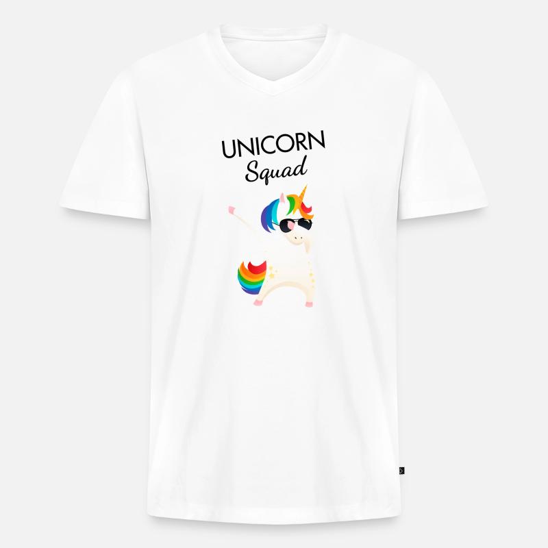 Einhorn-Squad - Männer Premium Bio T-Shirt mit V-Ausschnitt - Weiß