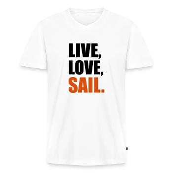 segeln - Männer Premium Bio T-Shirt mit V-Ausschnitt - Weiß - Vorne - Nico (187cm)