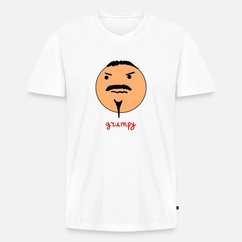 Smiley / grumpy - Männer Premium Bio T-Shirt mit V-Ausschnitt - Weiß