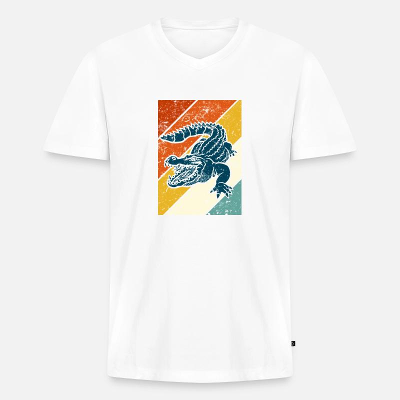 Alligator - Männer Premium Bio T-Shirt mit V-Ausschnitt - Weiß