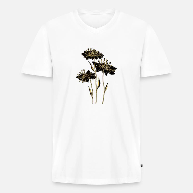 Blumen - Männer Premium Bio T-Shirt mit V-Ausschnitt - Weiß