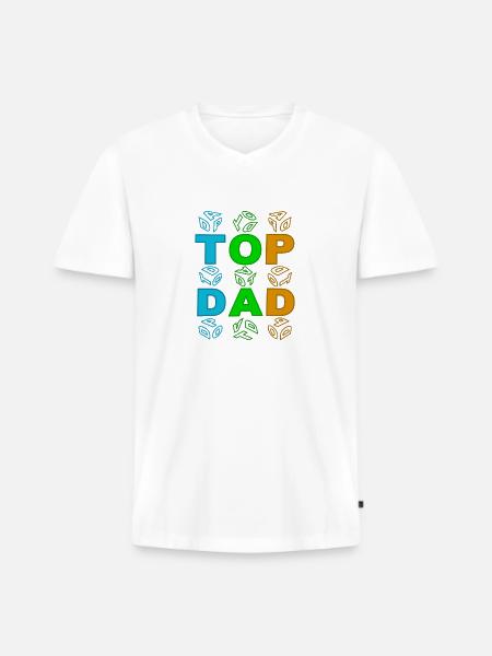 top dad colourful - Männer Premium Bio T-Shirt mit V-Ausschnitt - Weiß