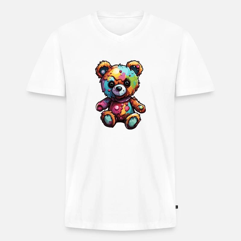 Teddybär / Kuscheltier / Stofftier / Geschenkidee - Männer Premium Bio T-Shirt mit V-Ausschnitt - Weiß