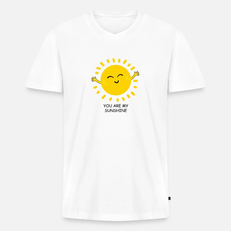 Glückliche sonne - Männer Premium Bio T-Shirt mit V-Ausschnitt - Weiß