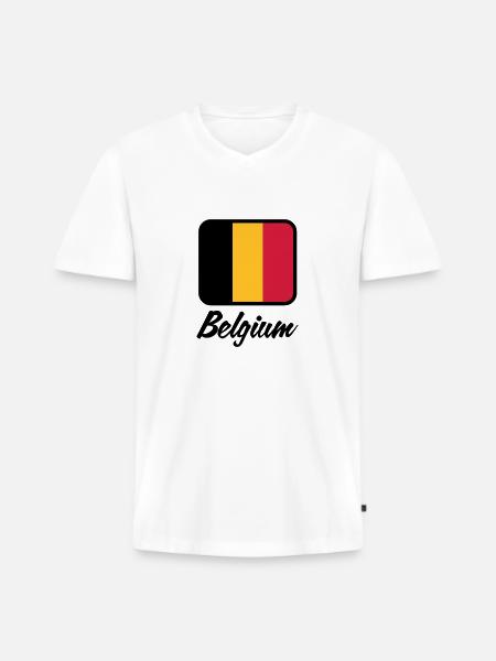 National Flag of Belgium - Men's Premium Organic T-shirt with V-neck - white