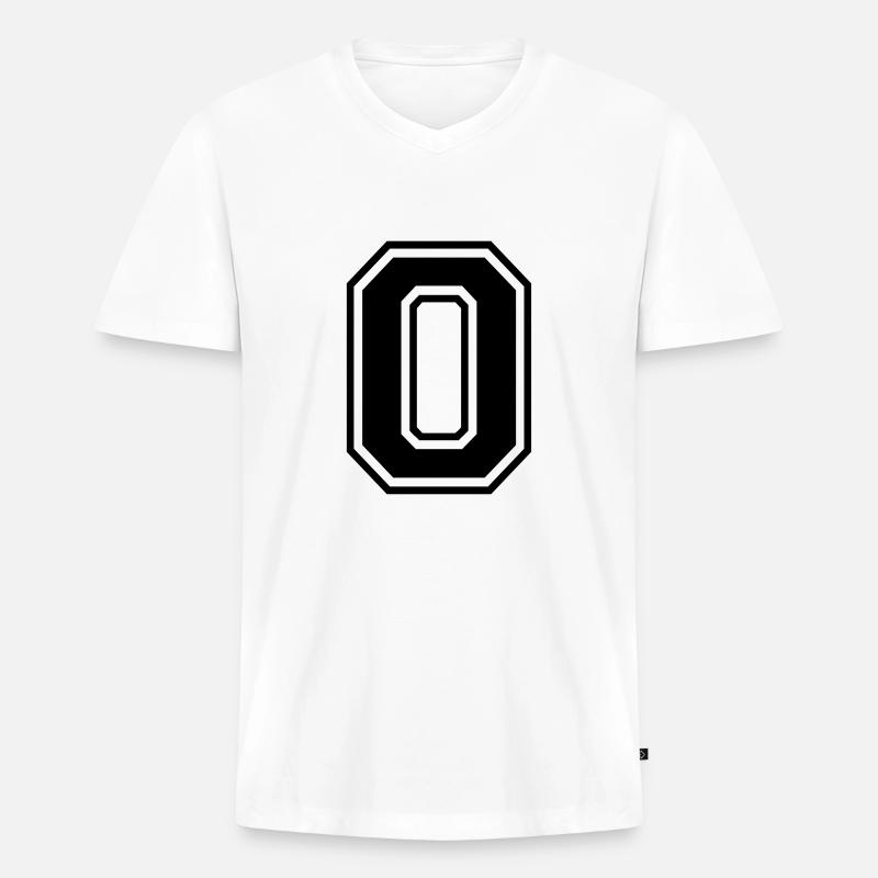 Nummer 0 - Männer Premium Bio T-Shirt mit V-Ausschnitt - Weiß